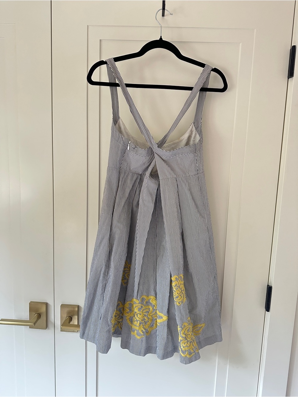 INC International Concepts 100% Cotton Pinstripe Embroidered Dress | size 14 P - Picture 2 of 4